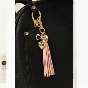 Elsie Heart Tassel Bag Charm with Gold Accents, NIP